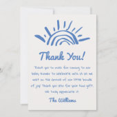 手を引いた青こ来この息子の赤ちゃんシャワー サンキューカード (正面)