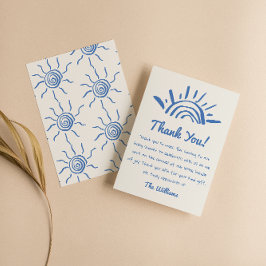 手を引いた青こ来この息子の赤ちゃんシャワー サンキューカード