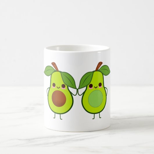 手を持ったかわいいアボカド コーヒーマグカップ (中央)