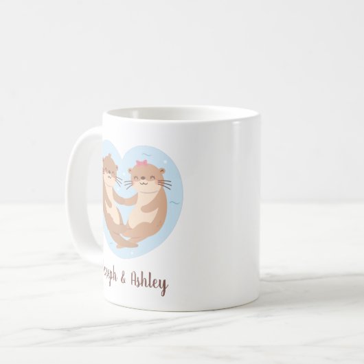 手を持ったカワイイカワサパーソナライズされたマ コーヒーマグカップ (正面左)