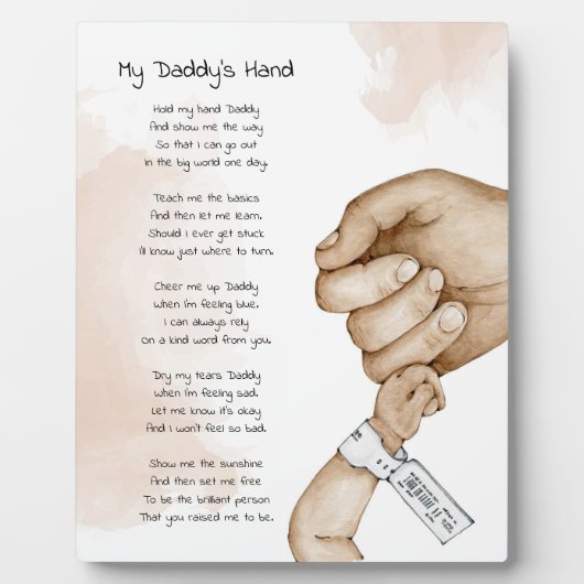 手を持ってパパ形見パパギフト フォトプラーク (正面)