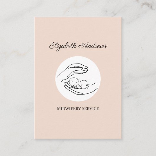 手を持ってベビーイラストレーション、薄い茶色 名刺 (正面)