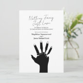 手を持つカップルファンシーはカジュアル結婚Nothing 招待状 (スタンド正面)