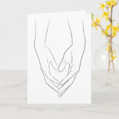 手を持つハートミニマルラインアートかわいい愛 カード (黄色い花)