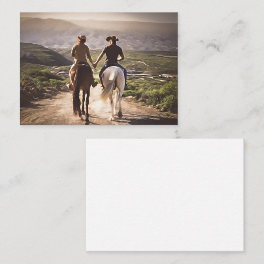 手を持つロマンチックな馬の乗り手絵を描 ノートカード (正面/裏面)