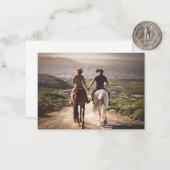 手を持つロマンチックな馬の乗り手絵を描 ノートカード (正面/裏面インサイチュ)
