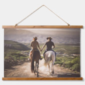 手を持つロマンチックな馬の乗り手絵を描 吊り下げ型タペストリー (正面)