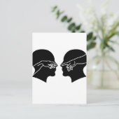 手を持つ男性顔のシルエット ポストカード (スタンド正面)