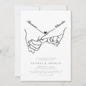 手を持シンプルつミニマル結婚の 招待状 (正面)