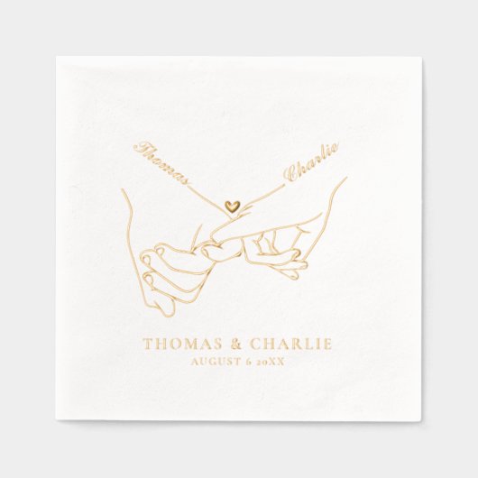 手を持シンプルつミニマル結婚の 箔ナプキン (正面)