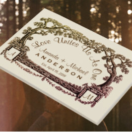 手を持パーソナライズされたつ素朴き木結婚の ゲストブック
