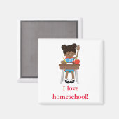 手を挙げてホームスクールの女の子 マグネット (正面/裏面)