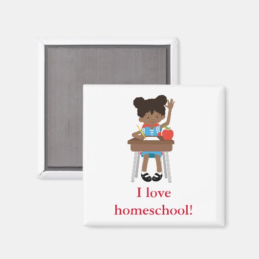 手を挙げてホームスクールの女の子 マグネット (正面/裏面)