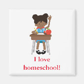 手を挙げてホームスクールの女の子 マグネット (正面)