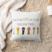 手を挙げて猫は最高のおもしろいだ クッション (ブランケット)