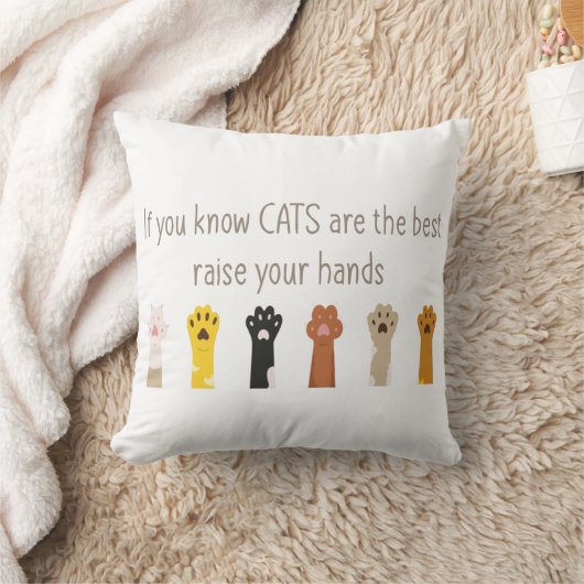 手を挙げて猫は最高のおもしろいだ クッション (ブランケット)