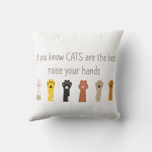 手を挙げて猫は最高のおもしろいだ クッション (裏面)