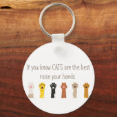 手を挙げて猫は最高のおもしろい引用文 キーホルダー (正面)