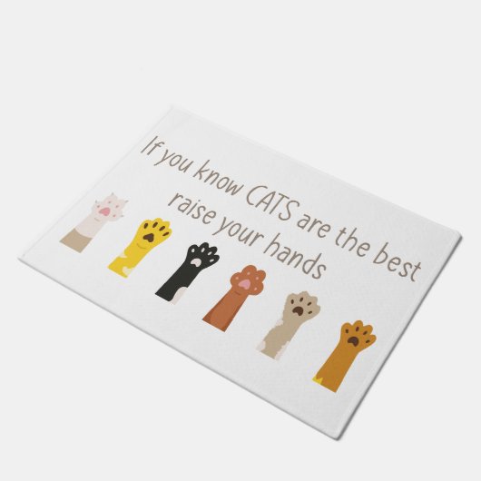 手を挙げて猫は最高のおもしろい引用文 ドアマット (アングル)