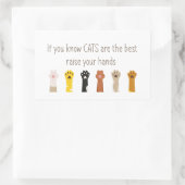 手を挙げて猫は最高のおもしろい引用文 長方形シール (バッグ)