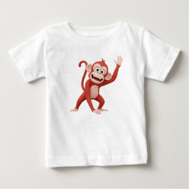 手を振るサルキャラクター ベビーTシャツ