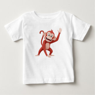 手を振るサルキャラクター ベビーTシャツ