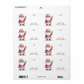 手を振るサンタのクリスマス ギフトタグ ラベル (フルシート)