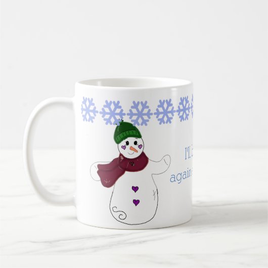 手を振る雪だるま コーヒーマグカップ (左)