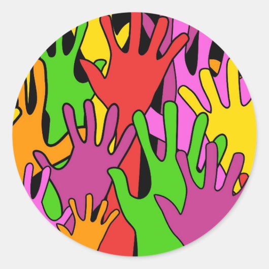 手を振る ラウンドシール (正面)