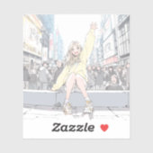 手を振るJKシール|寿司娘 Seal GenerativeAI シール (シート)