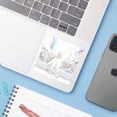 手を振るJKシール|寿司娘 Seal GenerativeAI シール (ノートパソコンとiPhone)