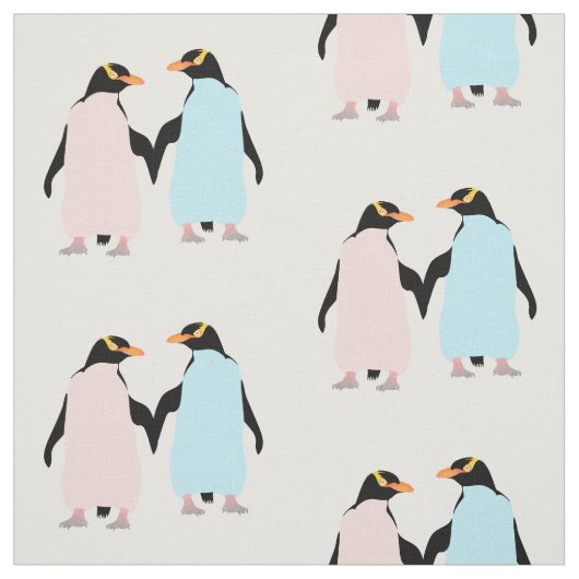 手を握っているペンギンとピンク。 ファブリック (見本)