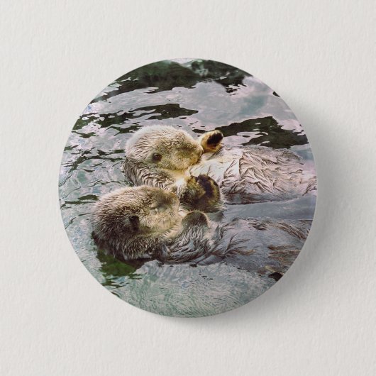 手を握っているラッコ 缶バッジ (正面)