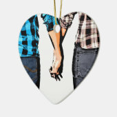 手を握っている国のカップルの男の子および女の子 セラミックオーナメント (左)