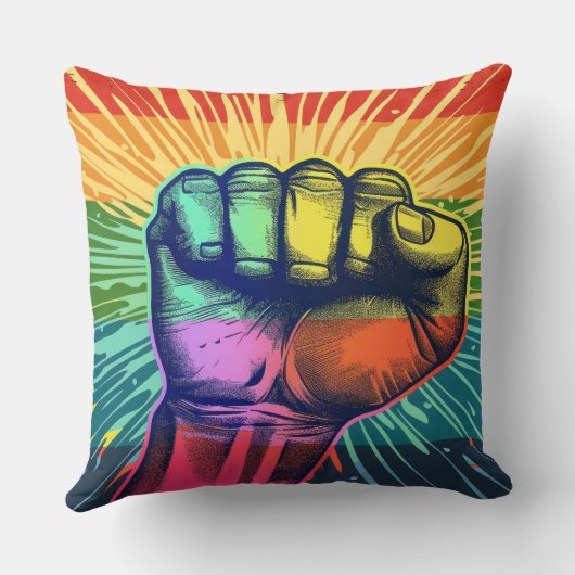 手を握り締めた クッション (裏面)