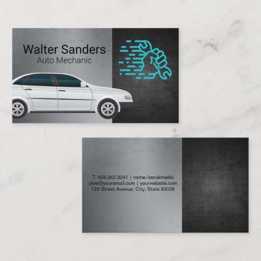手を握り締める |自動整備士 名刺 (正面/裏面)