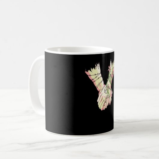 手を握ること コーヒーマグカップ (正面左)