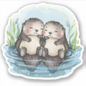 手を握るカワウソ シール (正面)