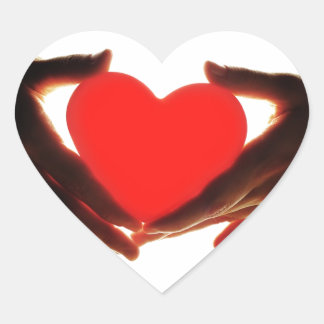 手を握るハート ハートシール