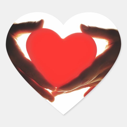 手を握るハート ハートシール (正面)