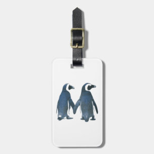 手を握るペンギンのカップル ラゲッジタグ