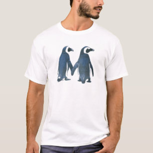 手を握るペンギンのカップル Tシャツ