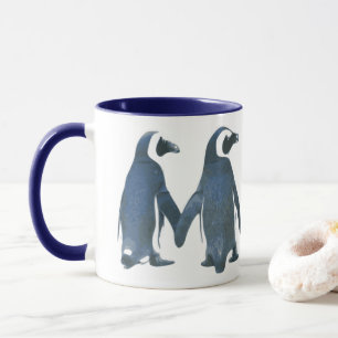 手を握るペンギンの夫婦 マグカップ