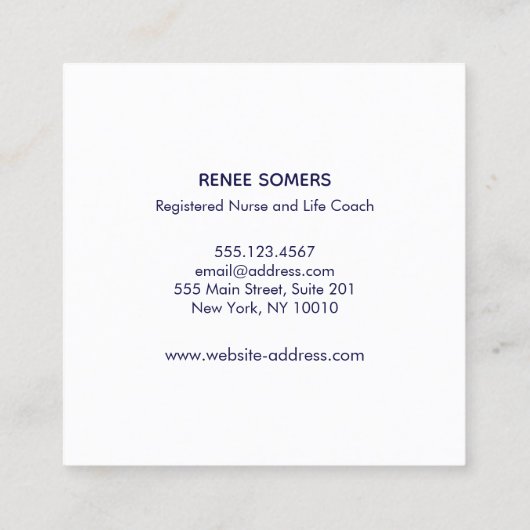 手を握る人間のハート スクエア名刺 (裏面)