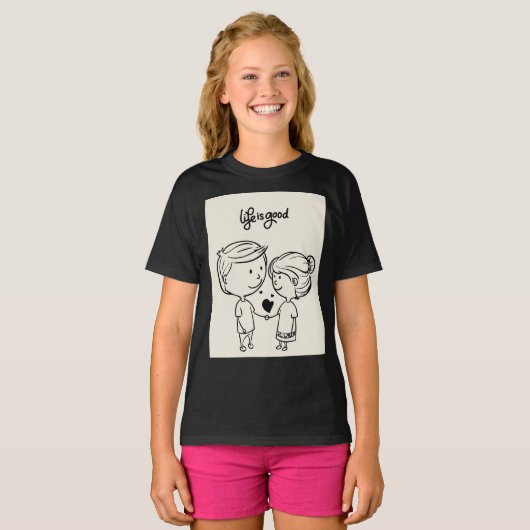 手を握る甘い女の子 Tシャツ (正面フル)