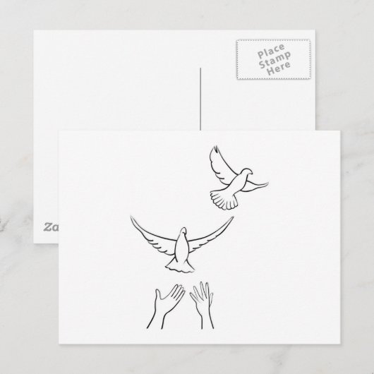 手を放す鳩 ポストカード (正面/裏面)