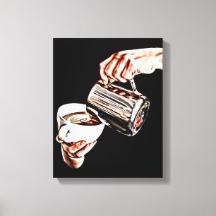 手を注いでコーヒーデジタルアート絵画を キャンバスプリント