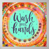 手を洗うおもしろいかわいらしスクールのインスピレーション ポスター (正面)