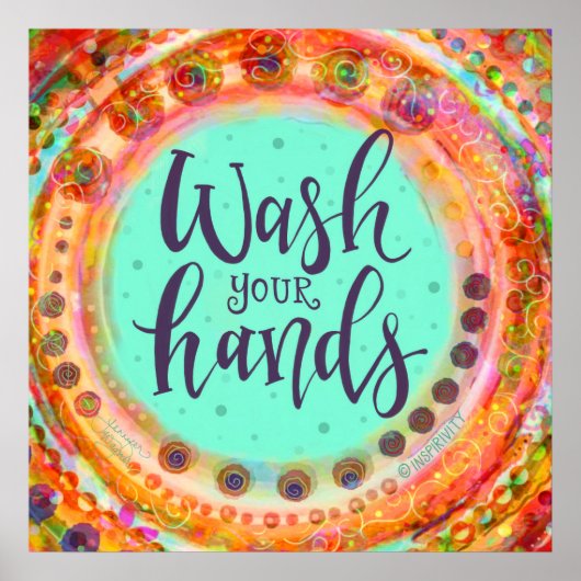 手を洗うおもしろいかわいらしスクールのインスピレーション ポスター (正面)
