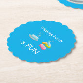 手を洗うのはおもしろいウイルスの生殖安全キッズ ラウンドペーパーコースター (アングル)